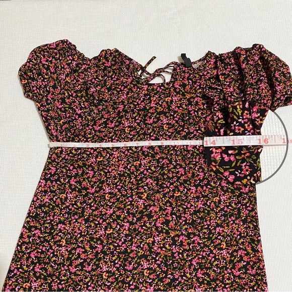 Divided H&M Black/Pink Floral Print Short Dress Women Size XS - Picture 8 of 12